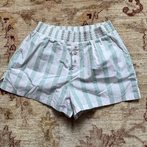 Abercrombie & Fitch Mint and White Striped High-Waist Shorts